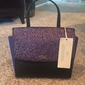 Kate Spade Black and Purple Glitter Handbag